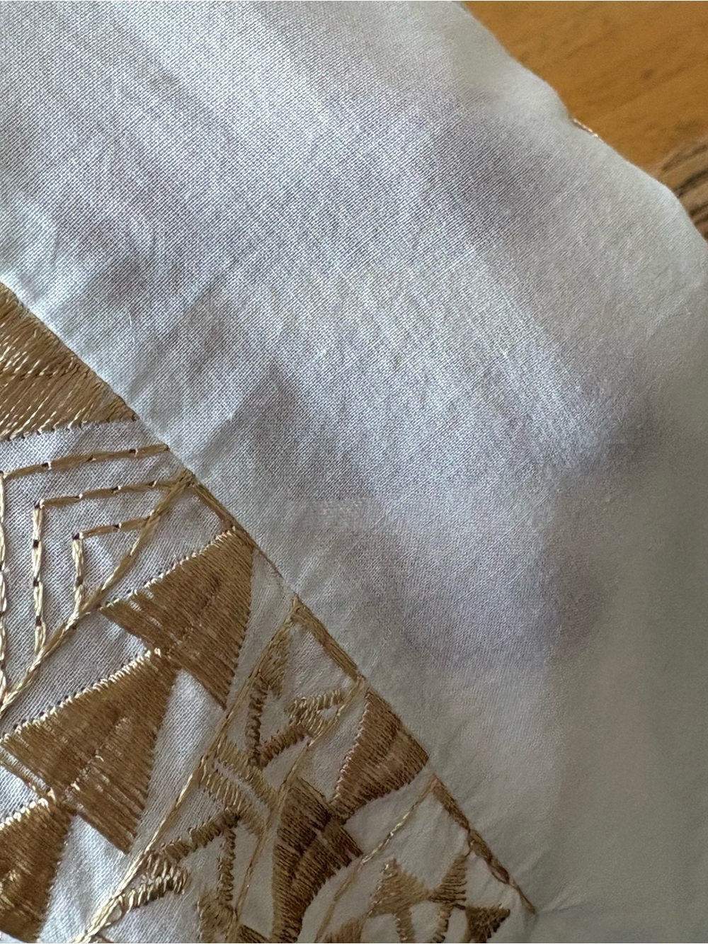 Greek Archaic Kori White and Gold Embroidered Sleeveless Tiered Dress - Picture 6 of 8